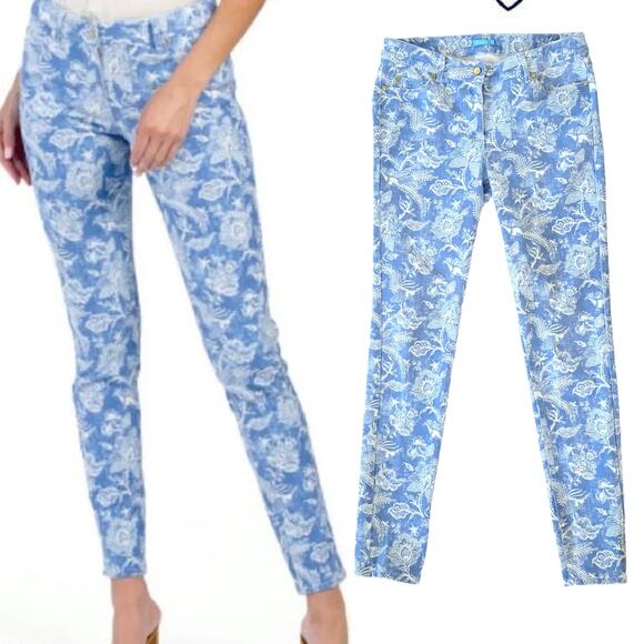 J. McLaughlin Lexi Jeans Size 4 Light Blue Mini Buena Vista Print - Picture 1 of 9